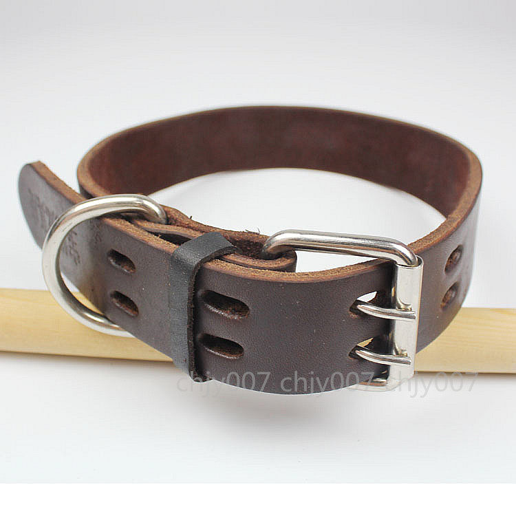 牛皮狗项圈加厚软牛皮宠物颈圈狗脖套金毛德牧P绳狗狗牵引绳