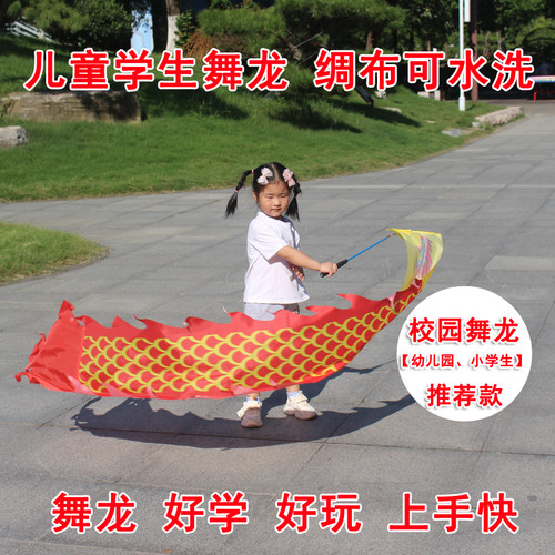 甩龙学生舞龙儿童手甩彩带舞龙道具舞龙彩带龙广场杆甩舞龙彩带