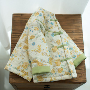 短款 棉服女童小棉袄小孩衣服冬装 儿童小碎花复古国风唐装 宝宝中式