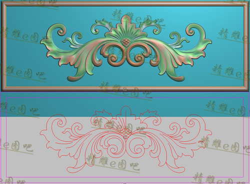 新款精雕图灰度图浮雕精品洋花牡丹花小围板挡板扶手侧板横205x75