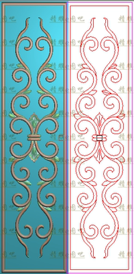 新款洋花精雕图灰度图新中式简单线条洋花边板背板门板92x380.png