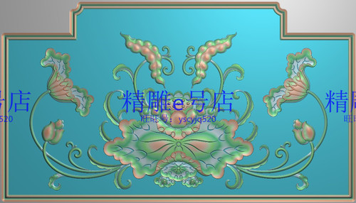 莲花精雕图后背板灰度浮雕图精品清香荷花沙发椅背板464x259新款