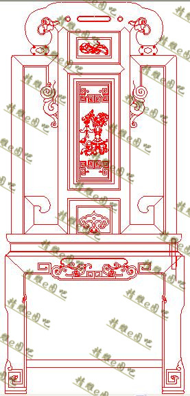 精雕图灰度图洋花靠头浮雕图电脑雕刻图精品牡丹花瓶如意餐椅套图