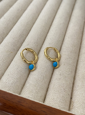 三月春冬自制小众高级感合成绿松石耳饰耳环精致百搭ins风耳圈女