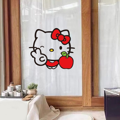 kitty可爱风房间玻璃门墙壁装饰