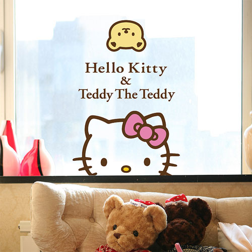 hello kitty凯蒂猫卡通墙贴纸 餐厅厨房玻璃防撞贴画房间墙面装饰