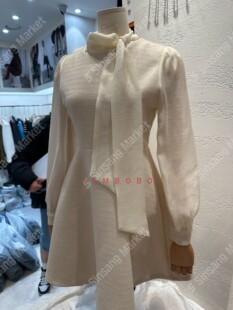 RUHOT 韩国直邮东大门正品 eeyou 2025冬季 飘带领结连衣裙 代购