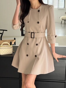 代购 优雅风衣式 2026春季 RUHOT 连衣裙 eeyou 韩国直邮东大门正品