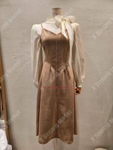 RUHOT 韩国直邮东大门正品 eeyou 2025秋季 翻皮吊带连衣裙 代购