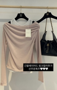 韩国直邮东大门代购正品2026春季 double j 柔美气质款假两件T恤