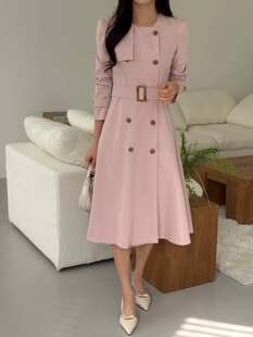 eeyou 2026春季 RUHOT 风衣式 连衣裙 韩国直邮东大门正品 长款 代购