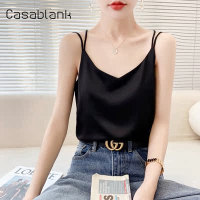 Casablank缎面吊带背心百搭打底