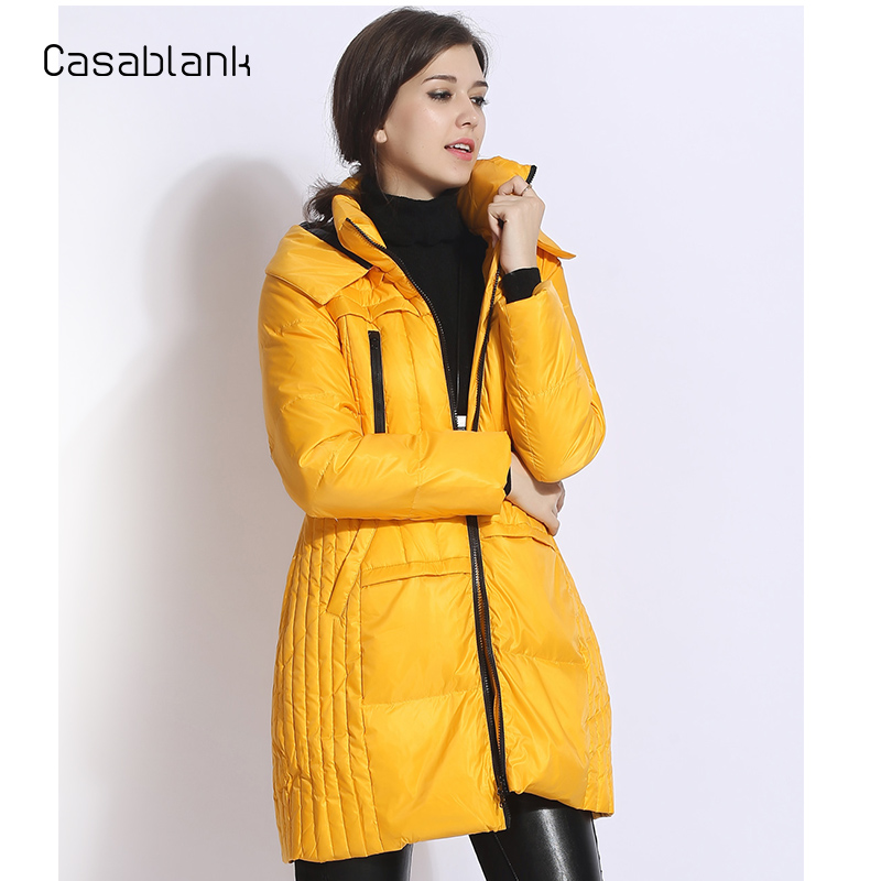 Casablank卡莎布兰卡时尚简约精致百搭通勤立领羽绒服冬女中长款