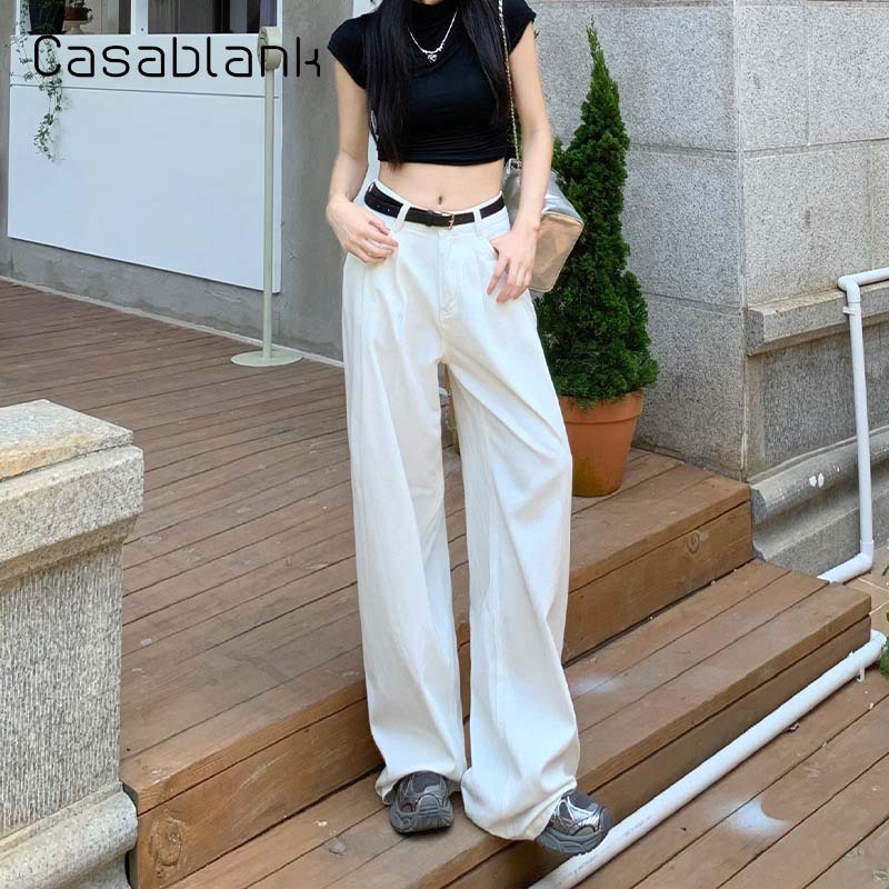 高腰阔腿显瘦百搭牛仔裤女新款