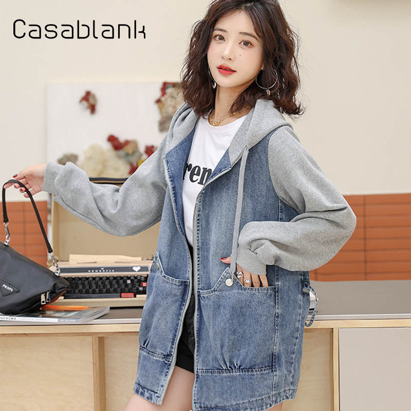 Casablank牛仔休闲连帽卫衣外套