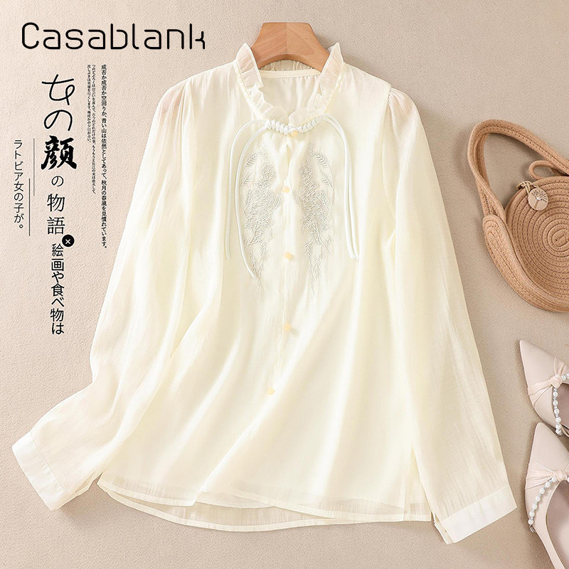 Casablank新款长袖衬衫中式国风