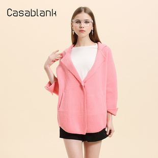 卡莎布兰卡秋冬新款高级感温柔加厚宽松针织毛衣外套女开衫慵懒风