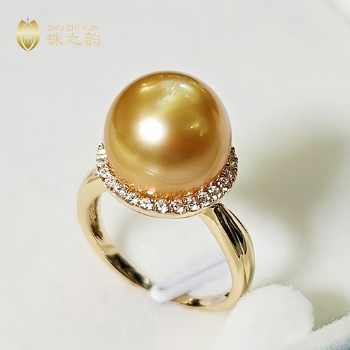 南洋金珠戒指18k金钻石奢华浓郁