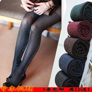 春夏炫彩银丝珠光发亮丝袜女连裤袜踩脚袜春秋防勾丝银葱闪光丝袜