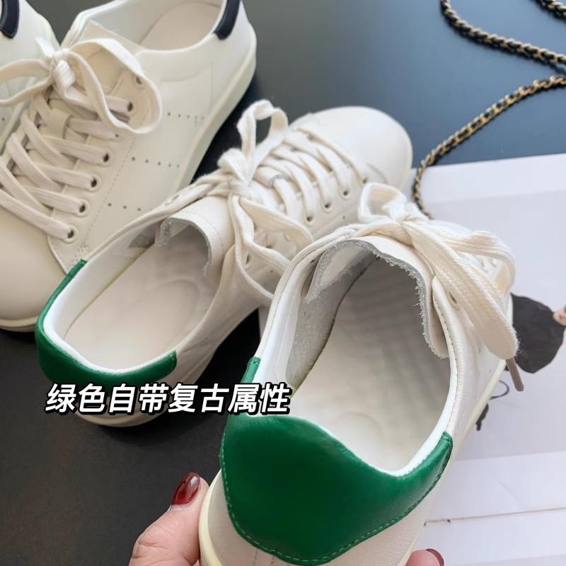 里外全真皮！春夏运动软底踩屎感头层软牛皮撞色经典休闲小白鞋女