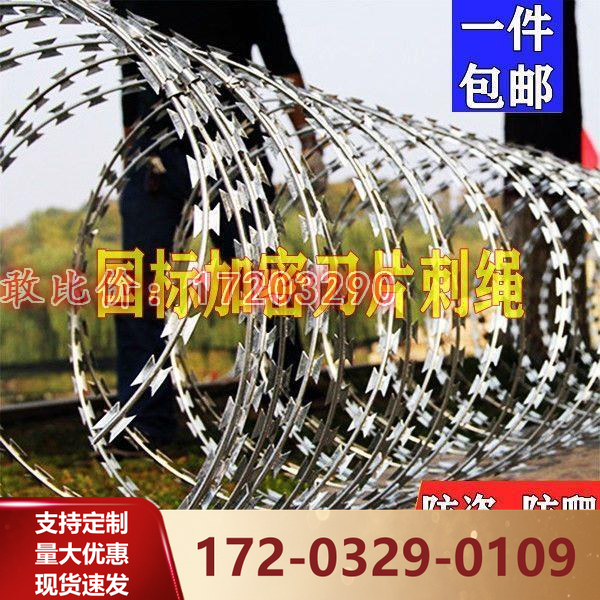 『厂家直销』刀片刺绳防盗刺滚笼防盗网铁丝铁蒺藜刺网围墙放攀爬