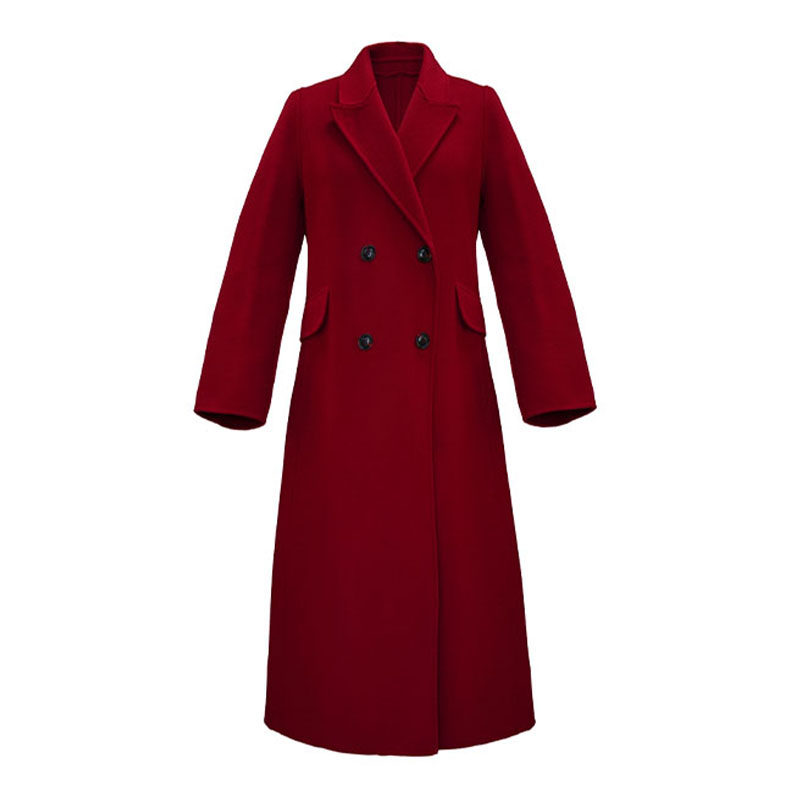 Y26120 女士正肩双面呢修身显瘦毛呢大衣气质中长款