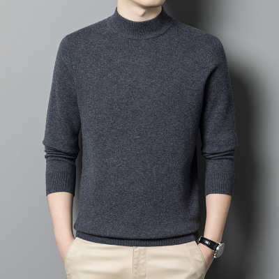 皮尔卡丹羊毛衫男款100%纯羊绒圆领毛衣冬季加厚保暖针织打底衫