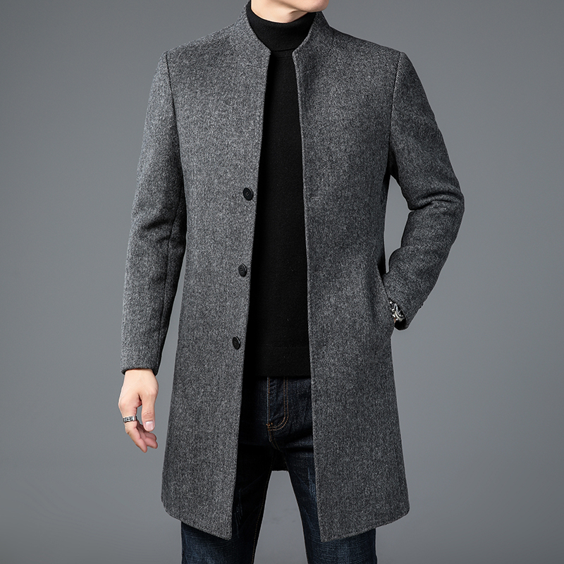 皮尔卡丹冬季新款双面羊毛羊绒毛呢大衣男中长款中老年呢子外套