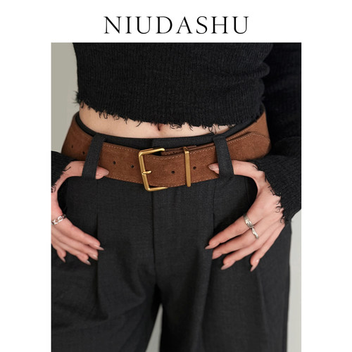 皮带女百搭装饰加宽腰封绒面