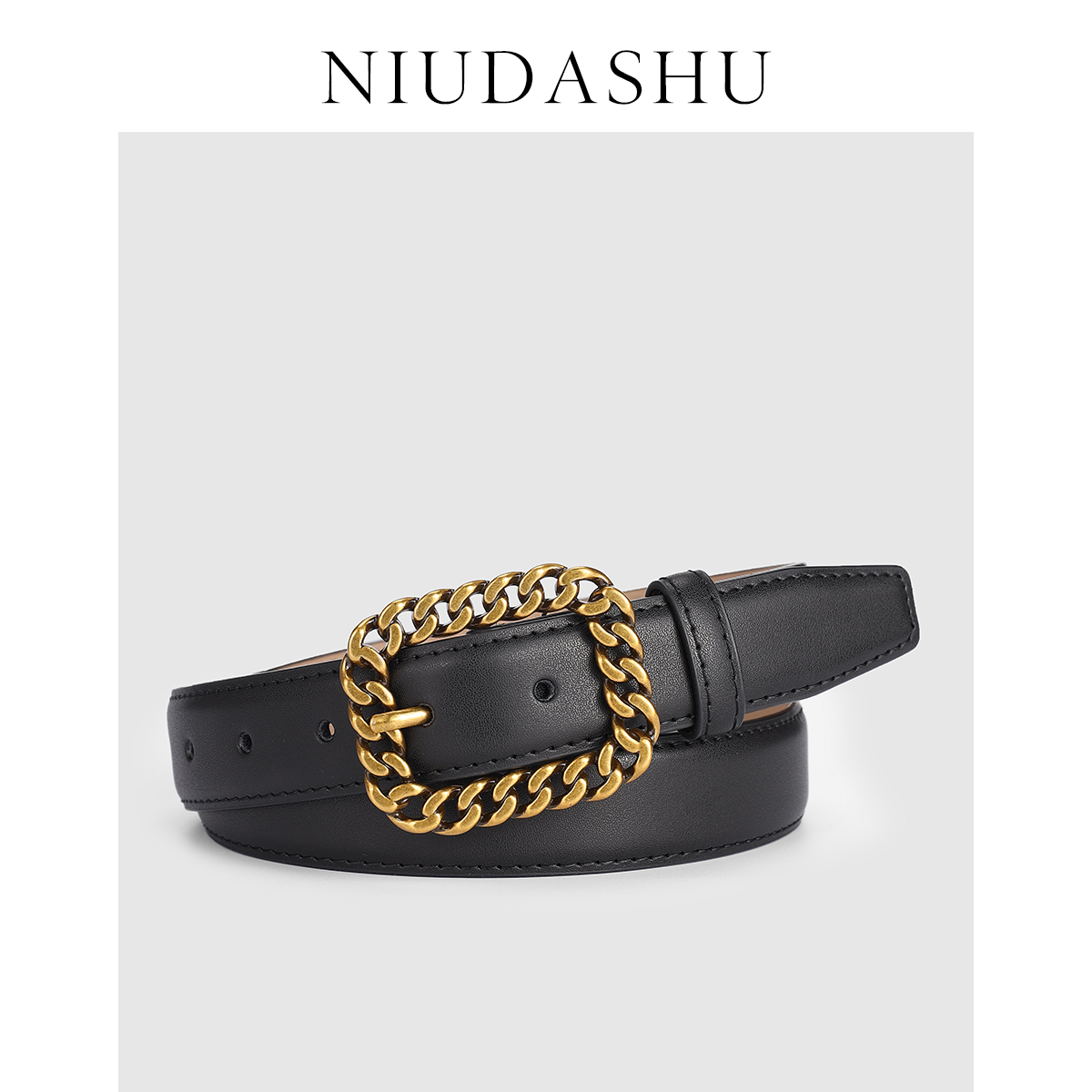 女士皮帶金色簡約百搭