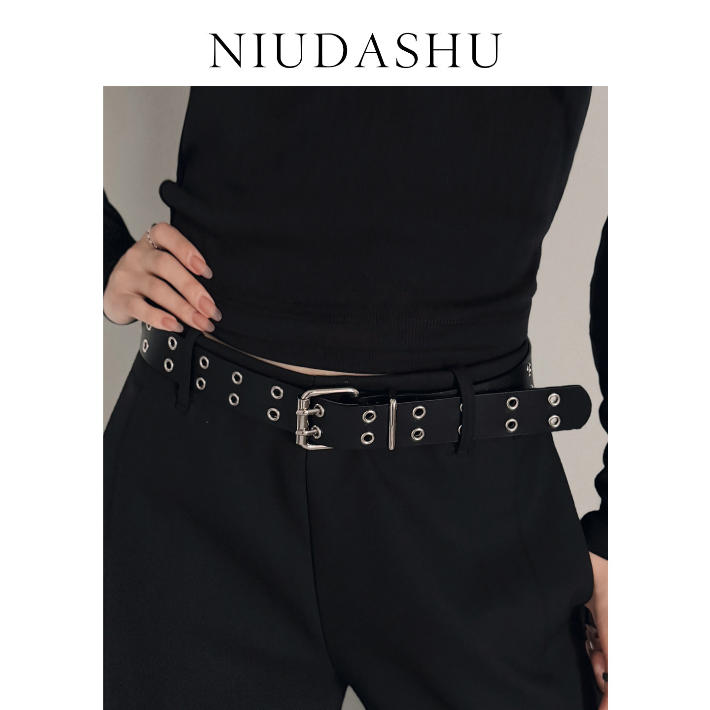 春夏皮带女真皮装饰简约百搭牛皮免打孔设计感个性腰带显瘦黑朋克