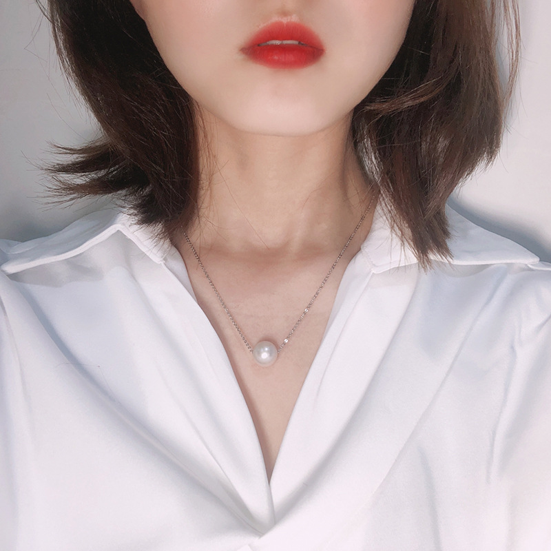 s925纯银简约天然淡水珍珠项链女百搭小众设计感高级感路路通项饰