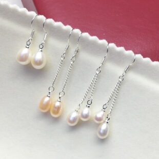 日常搭BI入OL简约ins冷淡风耳勾单链双珠tian然淡水珍珠耳环耳坠