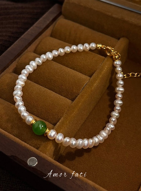 5A级高品质淡水珍珠手链新中式玛瑙手饰送闺蜜高级感加厚镀18K金