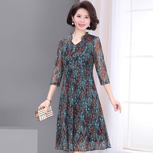 2025春夏连衣裙百搭夏中长裙品牌女式服装性感的母亲节祥丽鸿裙装