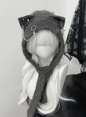 1Gangster Inn原创朋克猫耳针织帽亚文化可爱暗黑保暖护耳
