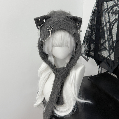 1Gangster Inn原创朋克猫耳针织帽亚文化可爱暗黑保暖护耳