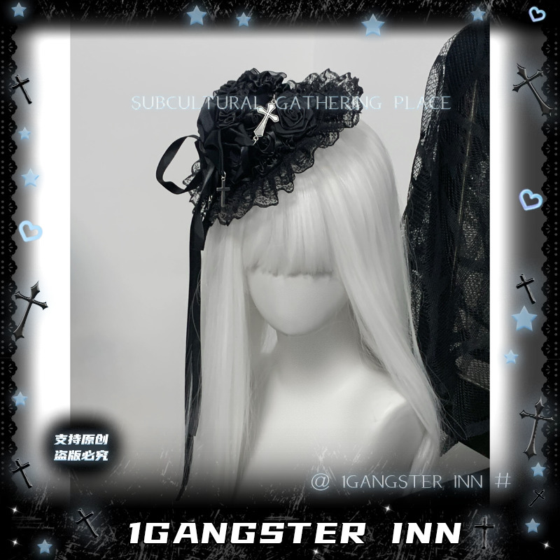 1Gangster Inn原创手做小礼帽Lolita哥特头饰亚文化暗黑优
