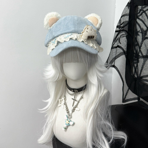 原创蓝色爱心软萌鼠鼠帽