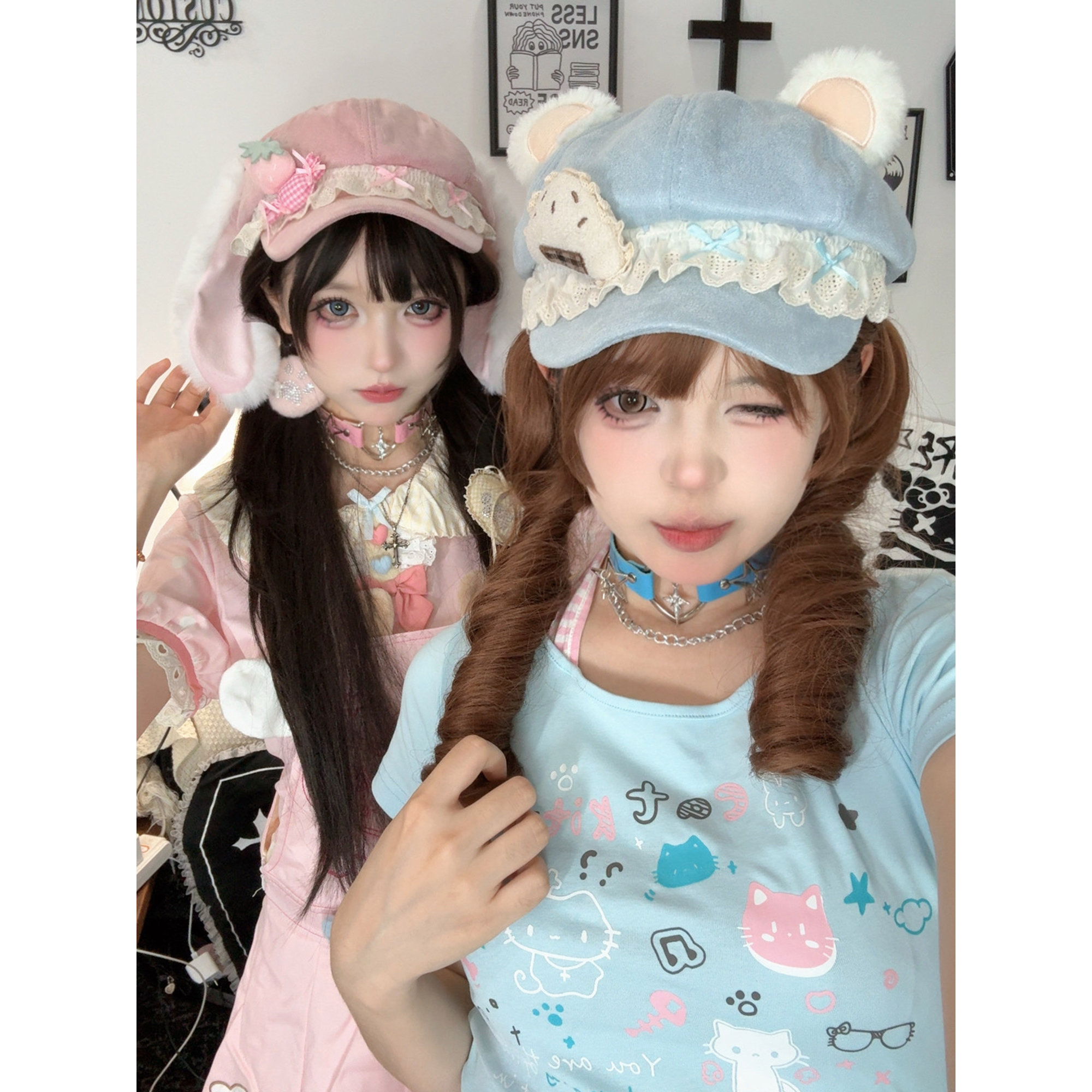 原创粉色爱心软萌鼠鼠帽