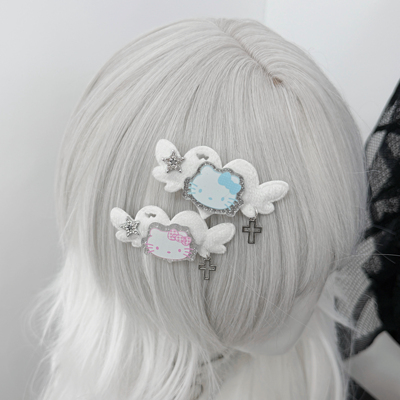 1Gangster Inn原创天使KT猫细闪宅萌可爱亚文化发夹刘海边夹发饰