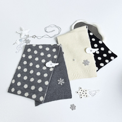 1Gangster Inn原创新款波点复古针织宅萌亚文化围巾秋冬季保暖