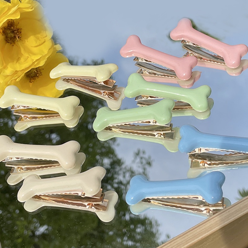 1Gangster Inn奶油色骨头发夹甜美可爱少女心对夹百搭亚文化发夹