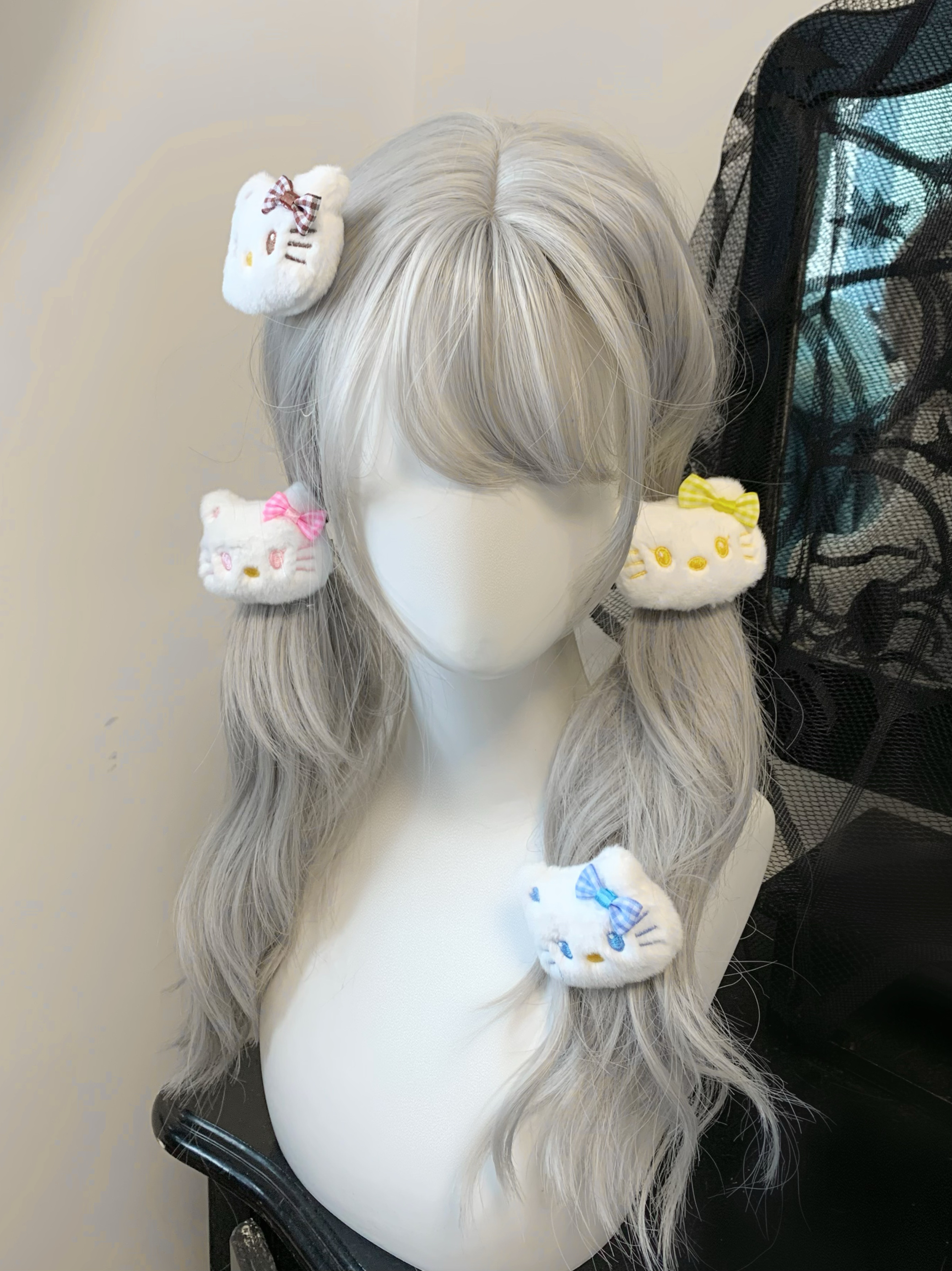 1Gangster Inn 毛绒KT发夹软萌卡通刘海宅系软妹头饰甜美