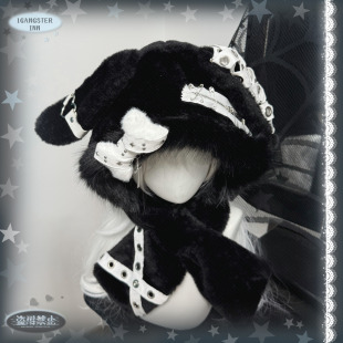 1Gangster Inn原创兔耳朵帽亚文化朋克护耳帽重工骨头毛绒百搭