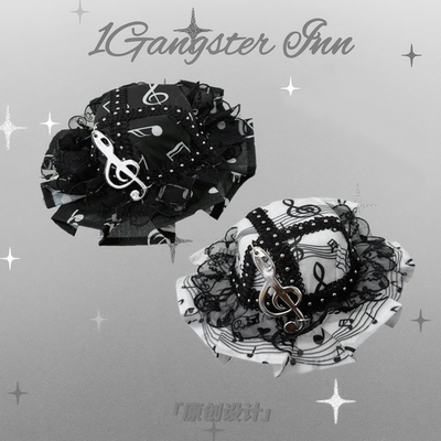 1Gangster Inn原创音符lolita花边哥特可爱小礼帽头饰日系亚文化