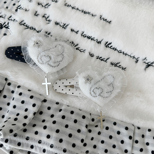 1Gangster Inn古早烫钻天使翅膀波点爱心发夹日系ins可爱少女发饰