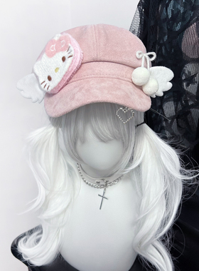 1Gangster Inn原创亚文化粉色帽子宅系二次元kt贝雷帽个性可爱