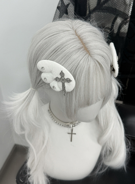1Gangster Inn蕾系型翅膀十字架水钻发夹可爱软妹头饰亚文化边夹