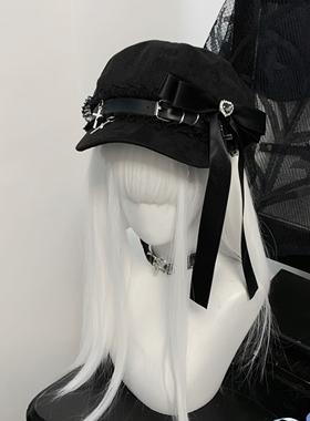 1Gangster Inn原创蕾系型贝雷帽量产型水钻爱心蝴蝶结日系帽子